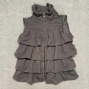 PEEK Gray Ruffle Zipper Vest Girls Size Small (4-5)